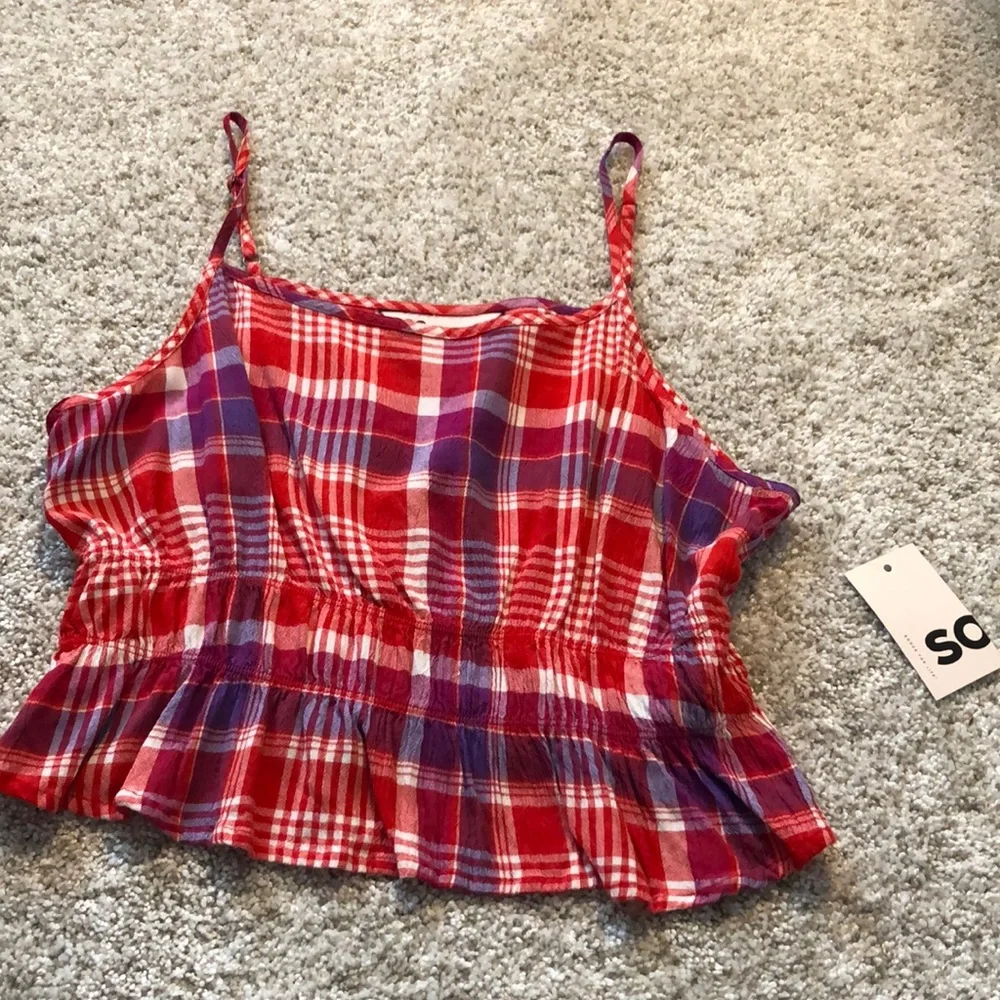 SO crop plaid cami top